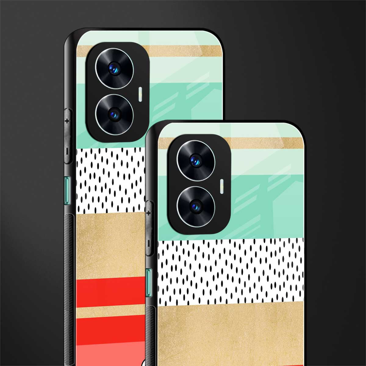 raspberry mint gelato back phone cover | glass case for realme c55