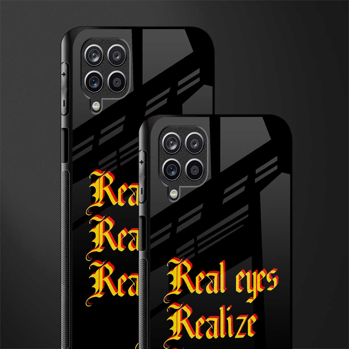 real eyes realize real lies quote back phone cover | glass case for samsung galaxy a22 4g