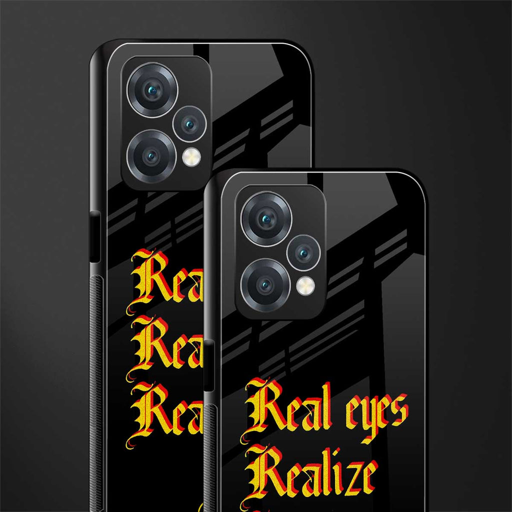 real eyes realize real lies quote back phone cover | glass case for realme 9 pro 5g