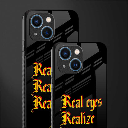 real eyes realize real lies quote glass case for iphone 13 mini image-2
