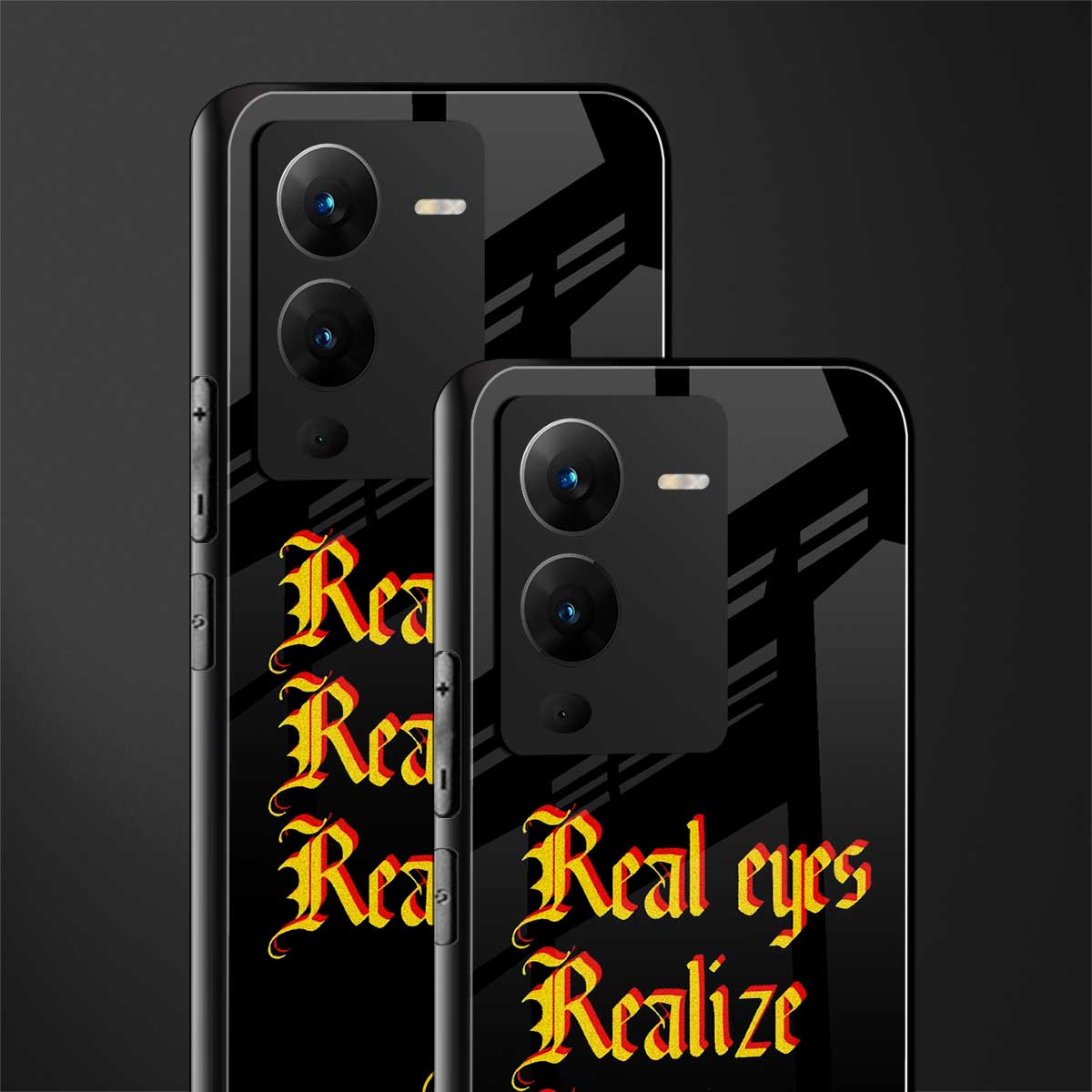 real eyes realize real lies quote back phone cover | glass case for vivo v25 pro 5g