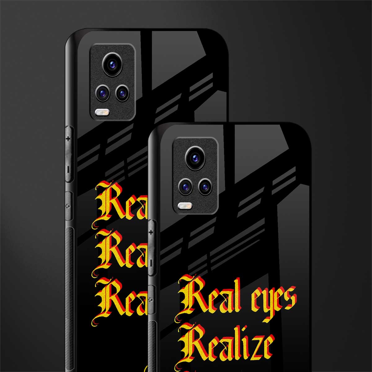 real eyes realize real lies quote back phone cover | glass case for vivo v21e 4g