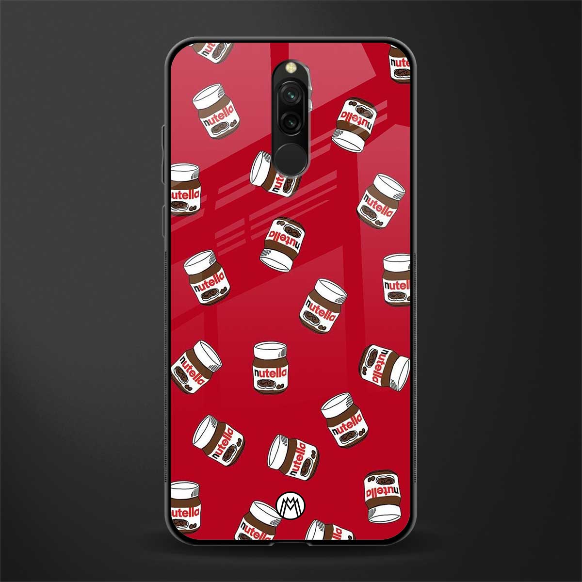 red nutella glass case for redmi 8 image