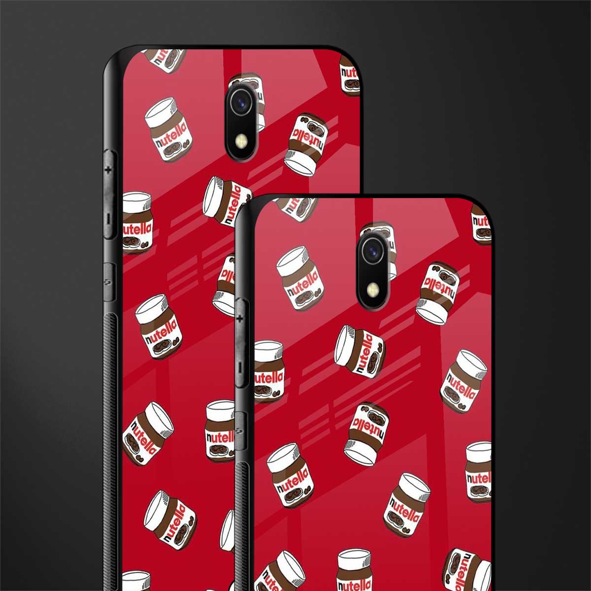 red nutella glass case for redmi 8a image-2