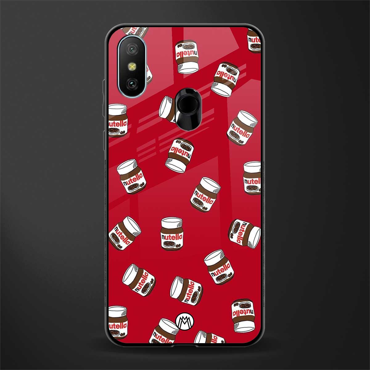 red nutella glass case for redmi 6 pro image