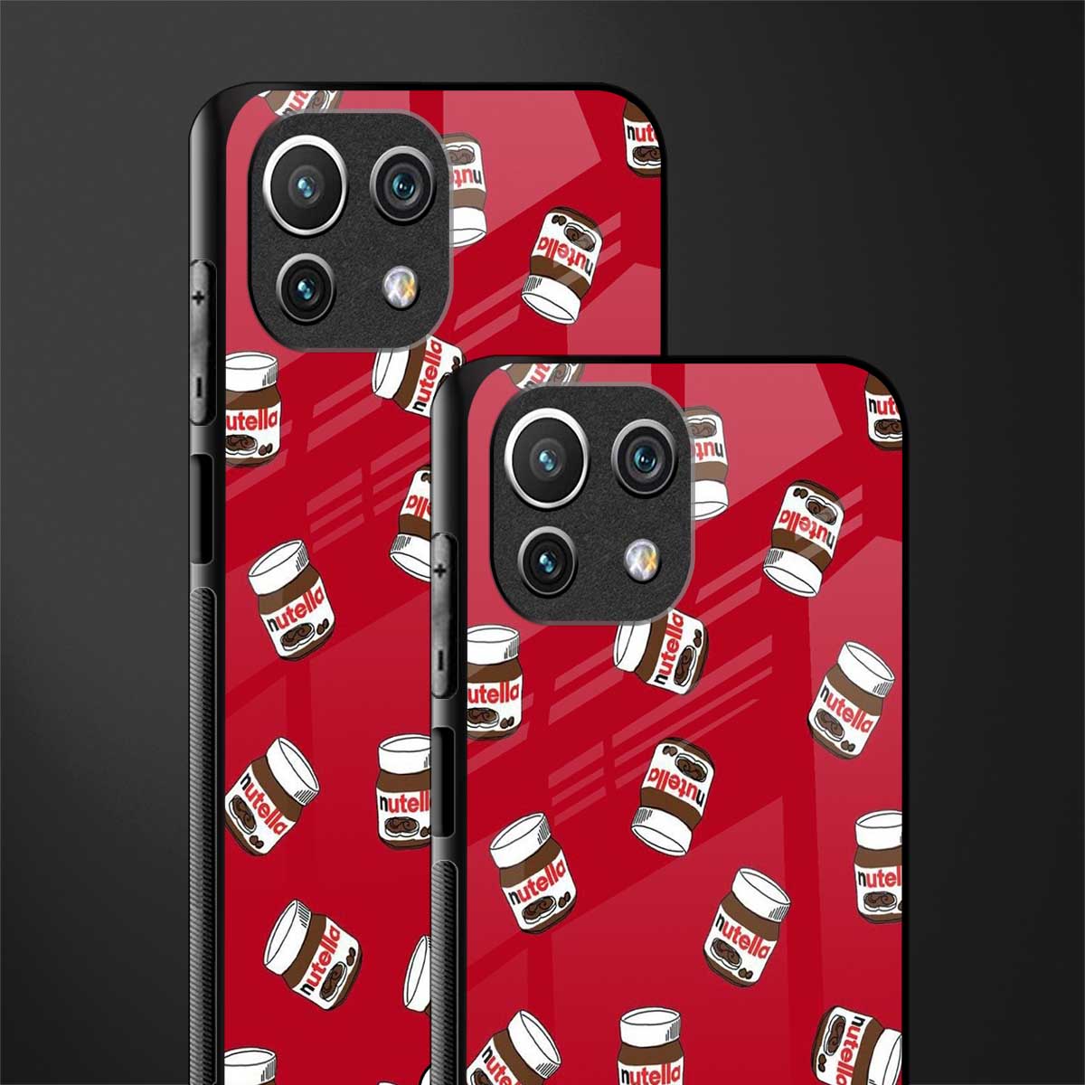 red nutella glass case for mi 11 lite image-2