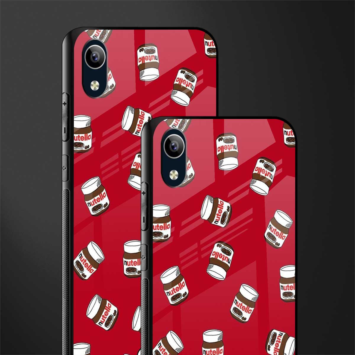 red nutella glass case for vivo y1s without fingerprint image-2