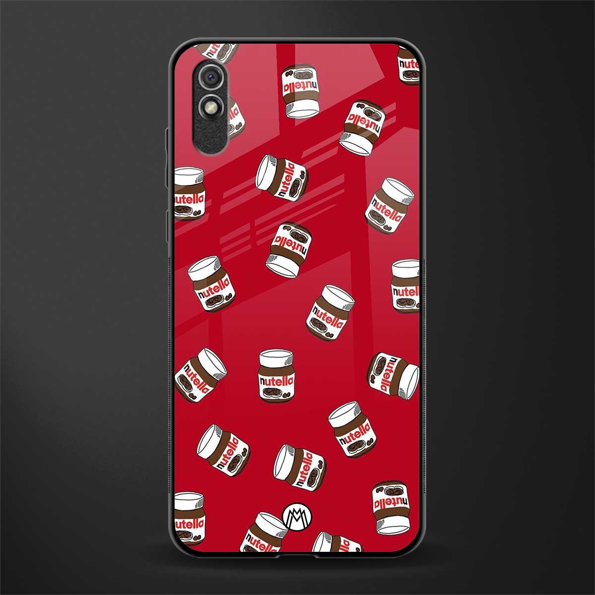 red nutella glass case for redmi 9i image
