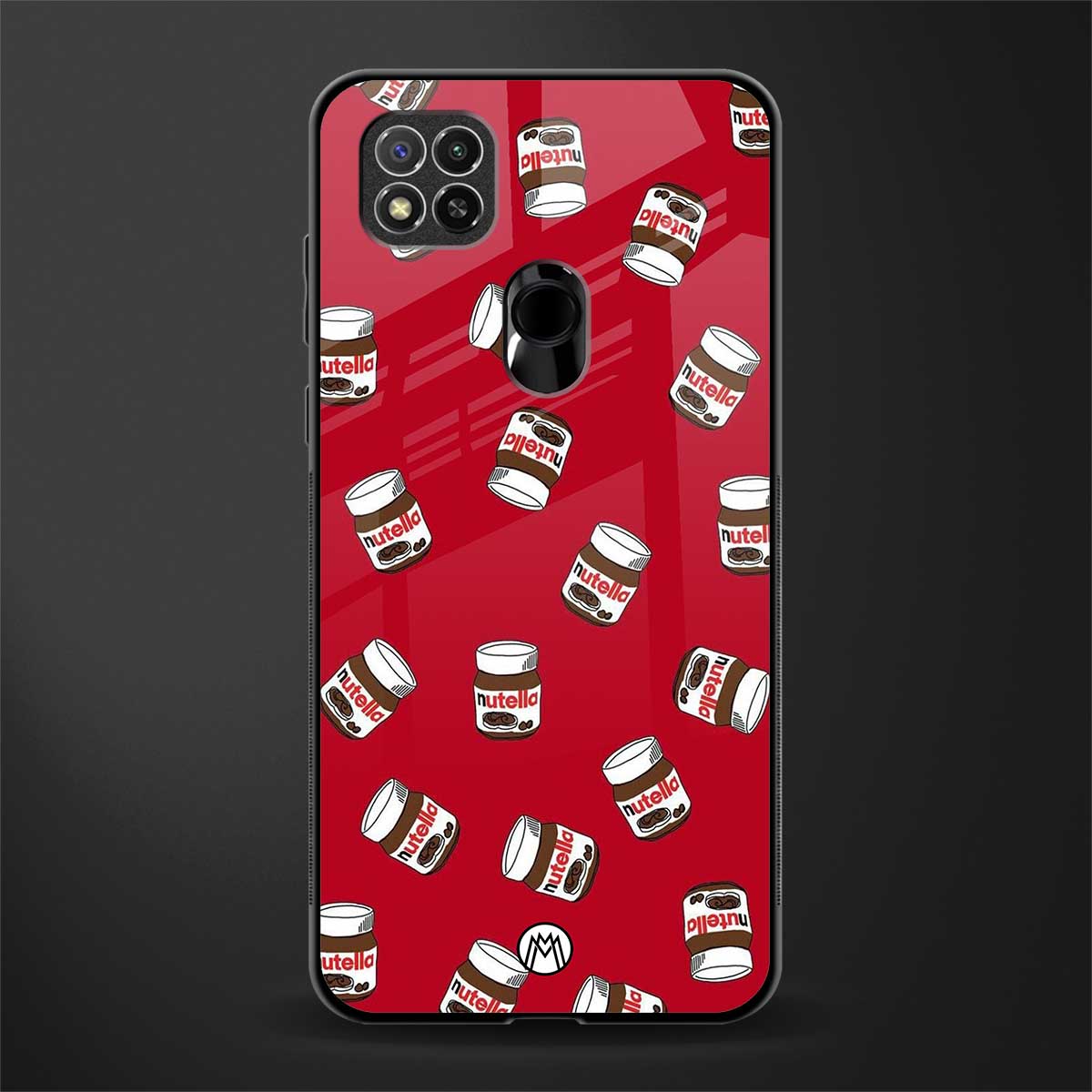 red nutella glass case for redmi 9 image