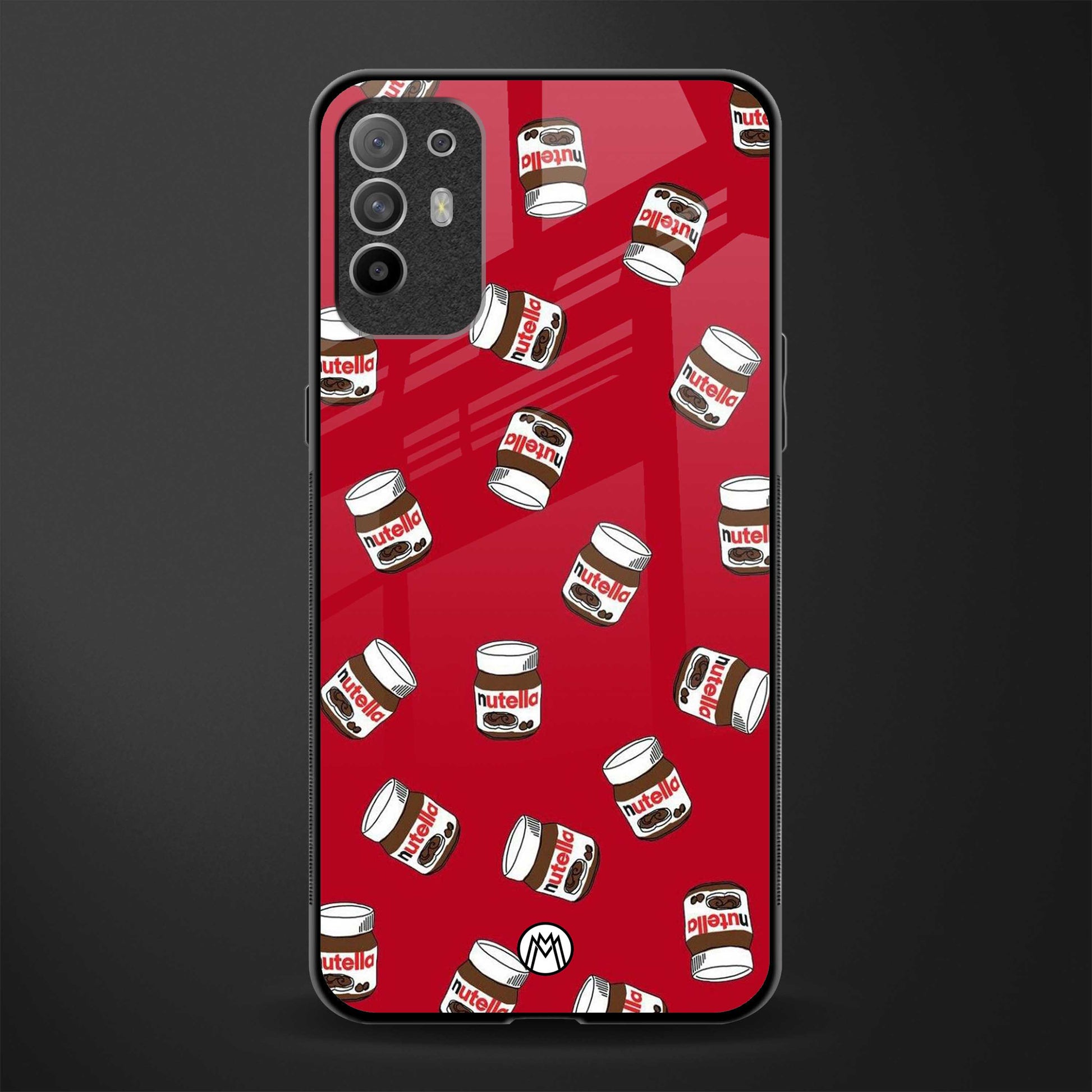 red nutella glass case for oppo f19 pro plus image