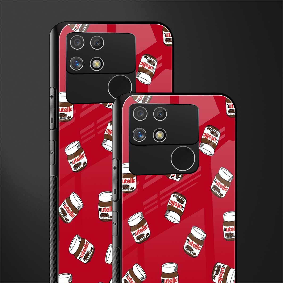 red nutella back phone cover | glass case for realme narzo 50a