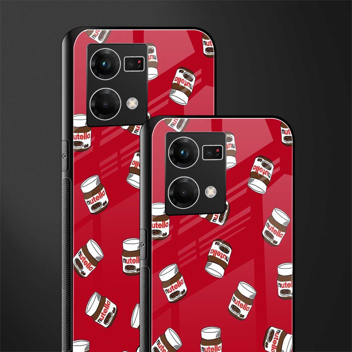 red nutella back phone cover | glass case for oppo f21 pro 4g