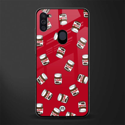 red nutella glass case for samsung galaxy m11 image