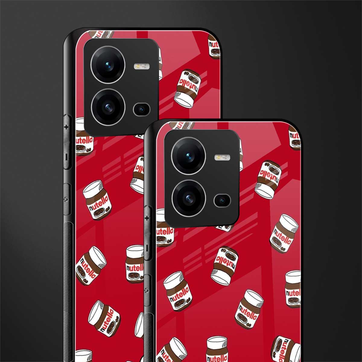 red nutella back phone cover | glass case for vivo v25-5g