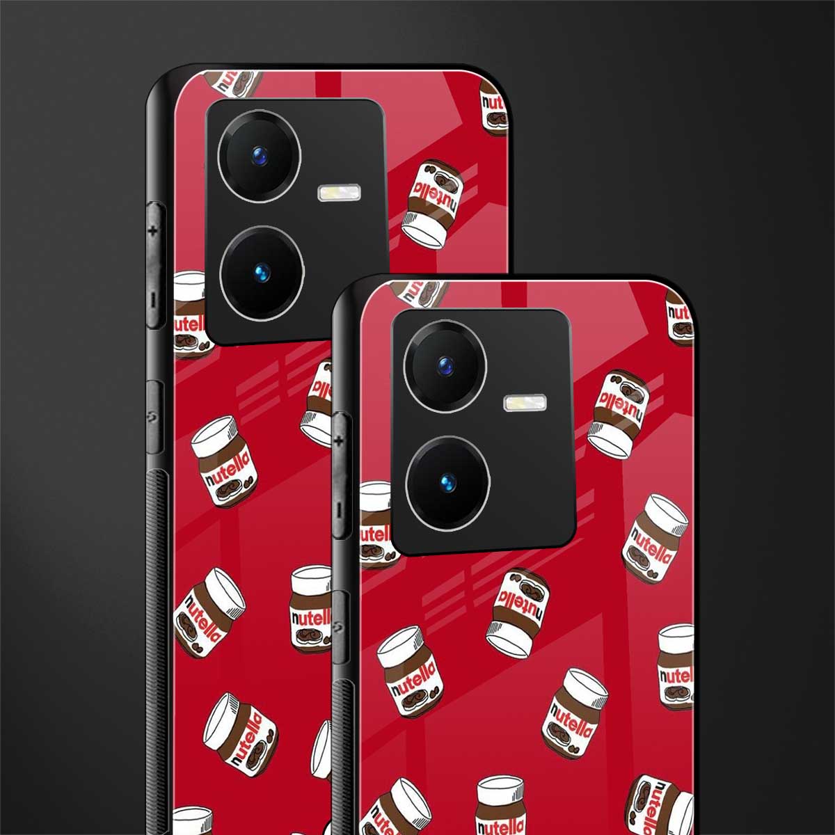 red nutella back phone cover | glass case for vivo y22