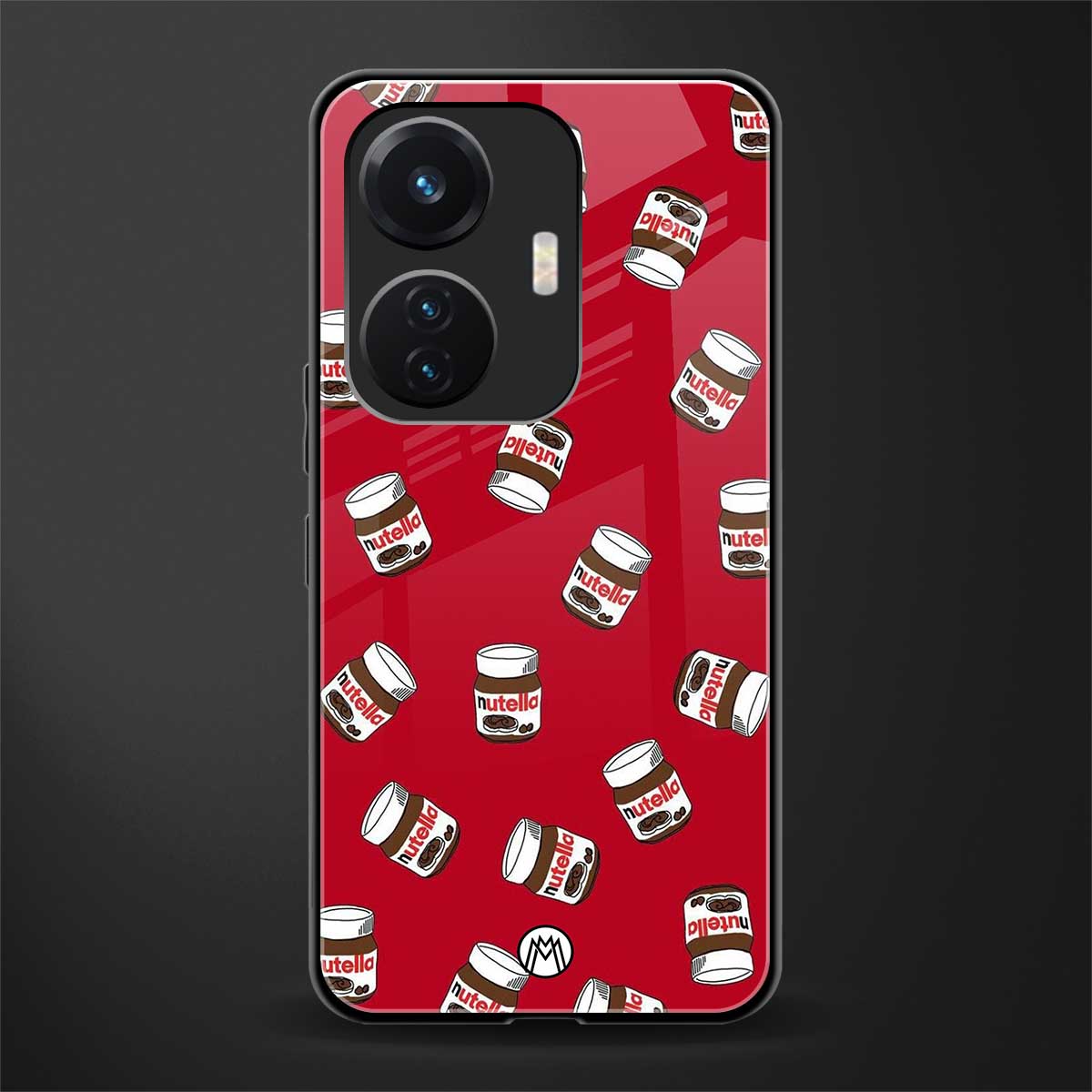 red nutella back phone cover | glass case for vivo t1 44w 4g