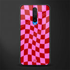 red pink trippy check pattern glass case for poco x2 image