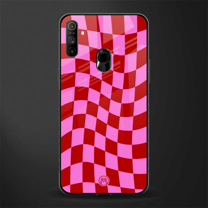 red pink trippy check pattern glass case for realme narzo 20a image