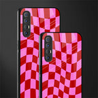 red pink trippy check pattern glass case for oppo reno 3 pro image-2