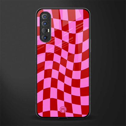 red pink trippy check pattern glass case for oppo reno 3 pro image
