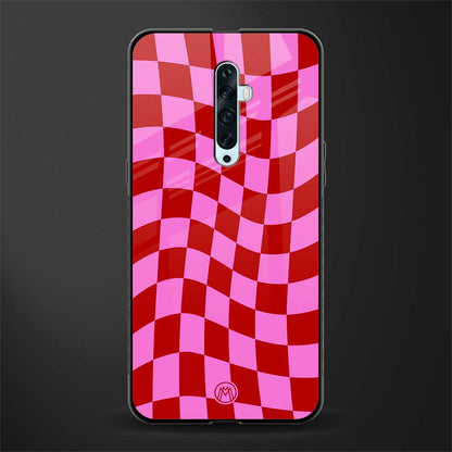 red pink trippy check pattern glass case for oppo reno 2z image
