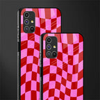 red pink trippy check pattern glass case for samsung galaxy m51 image-2