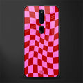 red pink trippy check pattern glass case for oppo f11 pro image