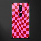 red pink trippy check pattern glass case for oppo f11 pro image