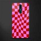 red pink trippy check pattern glass case for oppo a9 image
