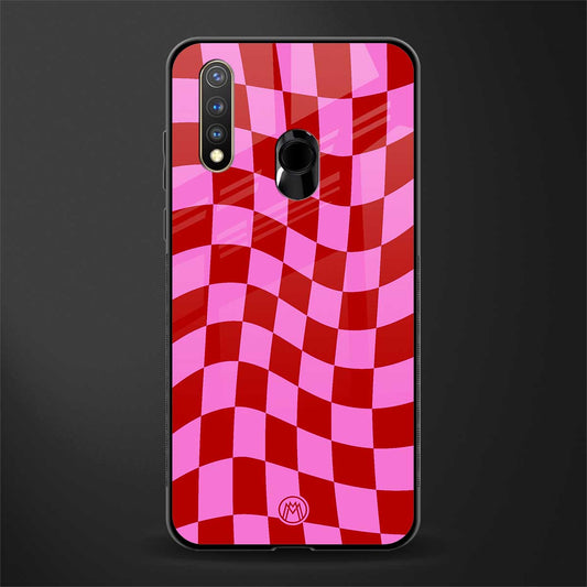 red pink trippy check pattern glass case for vivo y19 image