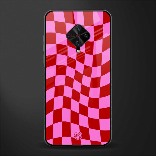 red pink trippy check pattern glass case for vivo s1 pro image
