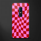 red pink trippy check pattern glass case for vivo v17 pro image