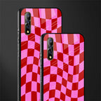 red pink trippy check pattern glass case for vivo s1 image-2