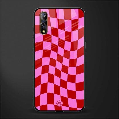 red pink trippy check pattern glass case for vivo z1x image