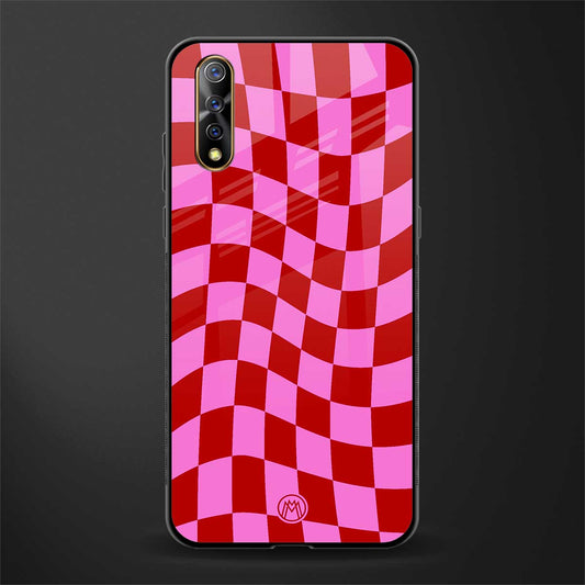 red pink trippy check pattern glass case for vivo z1x image