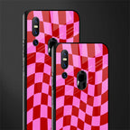 red pink trippy check pattern glass case for vivo v15 image-2