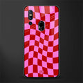 red pink trippy check pattern glass case for vivo v15 image