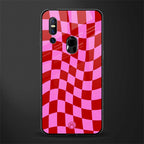 red pink trippy check pattern glass case for vivo v15 image