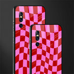 red pink trippy check pattern glass case for vivo v15 pro image-2