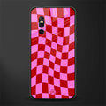 red pink trippy check pattern glass case for vivo v15 pro image