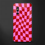 red pink trippy check pattern glass case for vivo v15 pro image
