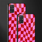 red pink trippy check pattern glass case for samsung galaxy a51 image-2