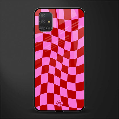 red pink trippy check pattern glass case for samsung galaxy a51 image