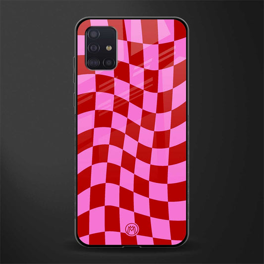 red pink trippy check pattern glass case for samsung galaxy a71 image