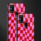 red pink trippy check pattern glass case for samsung galaxy m31 image-2