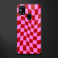 red pink trippy check pattern glass case for samsung galaxy m31 image