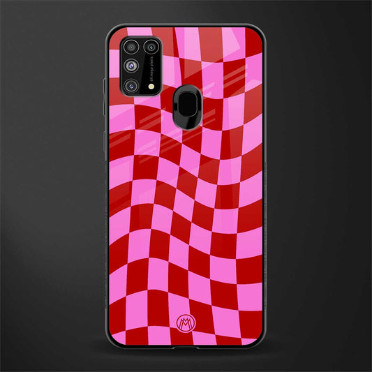 red pink trippy check pattern glass case for samsung galaxy m31 prime edition image