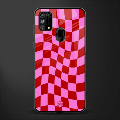 red pink trippy check pattern glass case for samsung galaxy f41 image