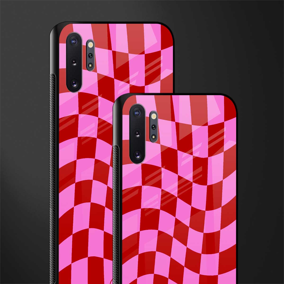 red pink trippy check pattern glass case for samsung galaxy note 10 plus image-2