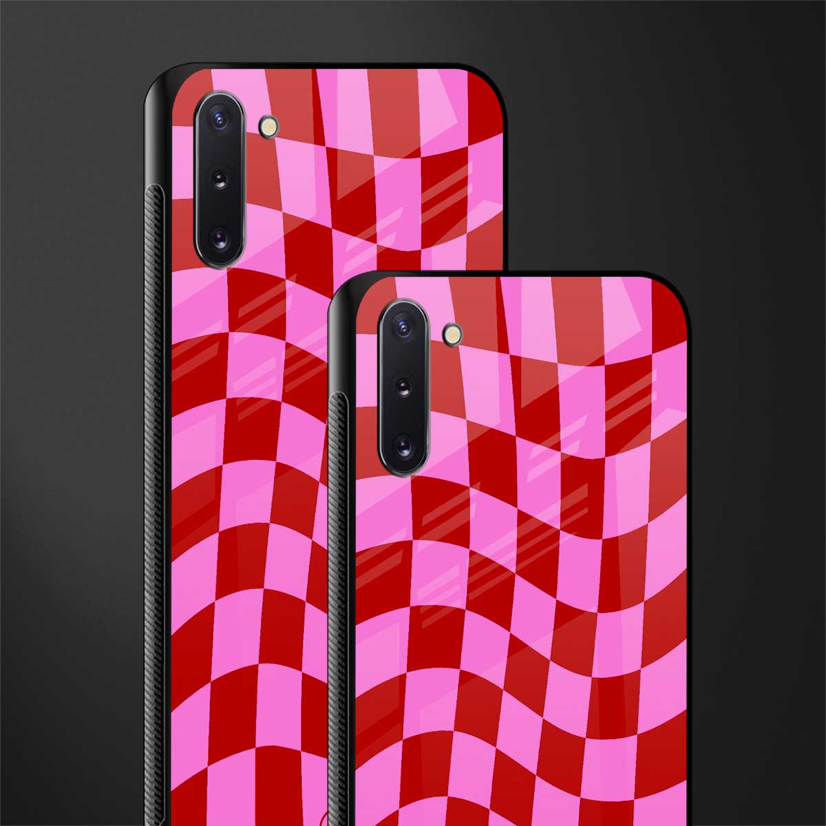 red pink trippy check pattern glass case for samsung galaxy note 10 image-2